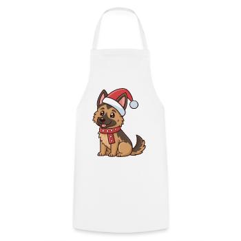 Puppy Shepherd Weihnachtshut Rot - Kochschürze - Weiß - Vorne - AI Model Male 185 dark (185cm)