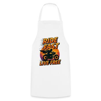 Ride Fast Live Free - Kochschürze - Weiß - Vorne - AI Model Male 185 dark (185cm)