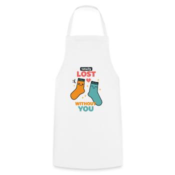 Perdu sans toi Chaussettes Déclaration de gribouillis Amour - Tablier de cuisine - blanc - Devant - AI Model Male 185 dark (185cm)