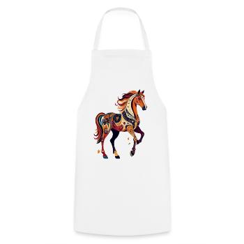 Ornamental Horse Colorful Pattern Abstract Horses Artwork - Cooking Apron - white - Front - AI Model Male 185 dark (185cm)