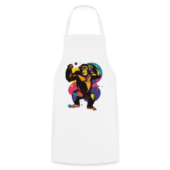 Bunter stehender Schimpanse Affe Pop Art Motiv - Kochschürze - Weiß - Vorne - AI Model Male 185 dark (185cm)