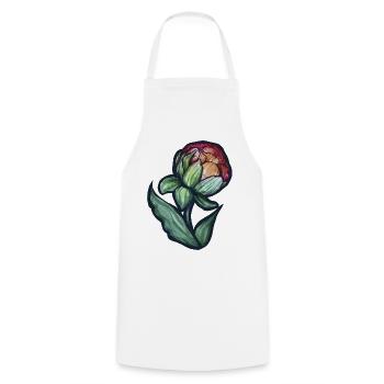 Watercolor Peony Bloom - Cooking Apron - white - Front - AI Model Male 185 dark (185cm)