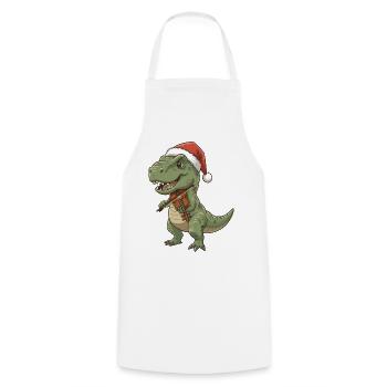 Dinosaure T-Rex de Noël jouant du violon - Tablier de cuisine - blanc - Devant - AI Model Male 185 dark (185cm)