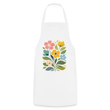 Bunte Blumen Illustration Florales Naturmotiv   - Kochschürze - Weiß - Vorne - AI Model Male 185 dark (185cm)