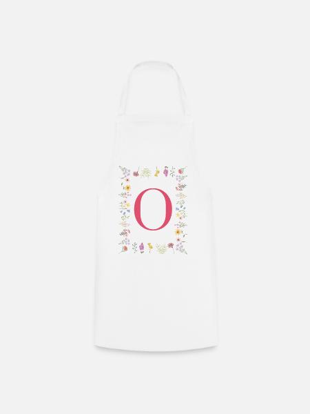 Florale Initialen "O", Buchstaben Monogramm - Kochschürze - Weiß