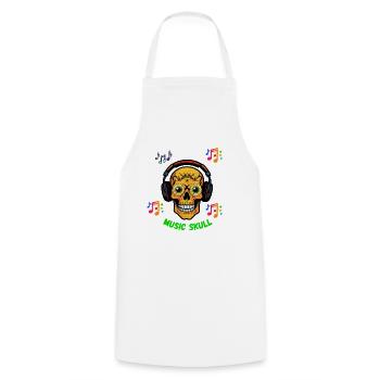 Musik-Totenkopf-T-Shirt-Design. - Kochschürze - Weiß - Vorne - AI Model Male 185 dark (185cm)