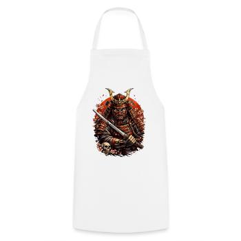 Samurai with cherry blossoms and skull - Cooking Apron - white - Front - AI Model Male 185 dark (185cm)