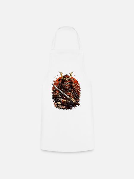 Samurai mit Kirschblüten und Schädel - Kochschürze - Weiß