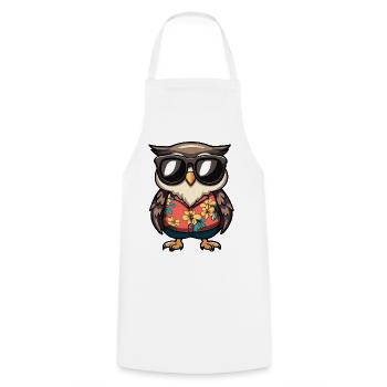 Eule Comic Urlaub - Kochschürze - Weiß - Vorne - AI Model Male 185 dark (185cm)