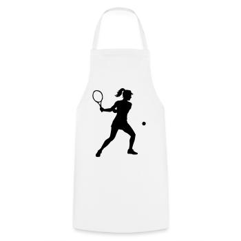 Tennis Spielerin - Kochschürze - Weiß - Vorne - AI Model Male 185 dark (185cm)
