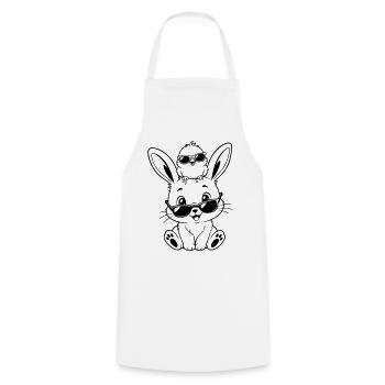 Lapin avec poussin et lunettes de soleil - Tablier de cuisine - blanc - Devant - AI Model Male 185 dark (185cm)