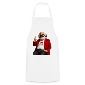 Karl Marx - My vote is secret - Cooking Apron - white - Front - AI Model Male 185 dark (185cm)