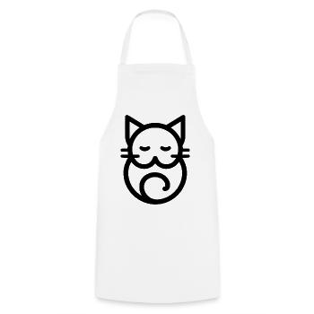 Minimalist Geometric Sleeping Cat Line Art - Cooking Apron - white - Front - AI Model Male 185 dark (185cm)