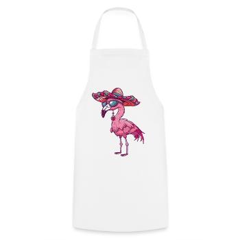 Flamingo Comic Funny Sombrero - Cooking Apron - white - Front - AI Model Male 185 dark (185cm)