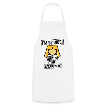 Je suis Blonde ! Quel est ton super-pouvoir ? (Blonde / NÉGATIF) - Tablier de cuisine - blanc - Devant - AI Model Male 185 dark (185cm)