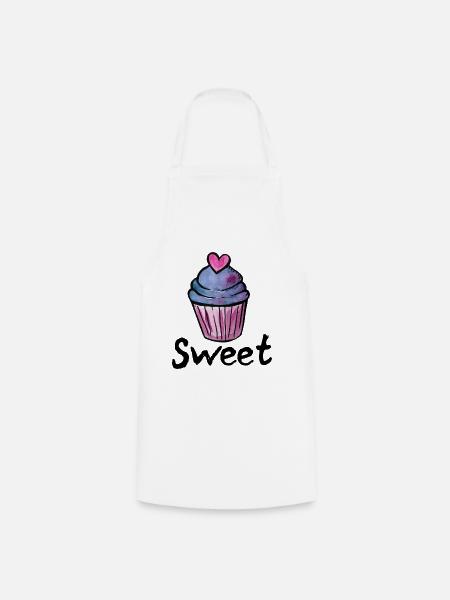 Pastell-Cupcake-Herzglasur - Kochschürze - Weiß