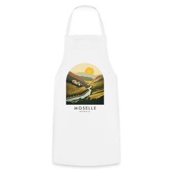 Mosel Germany | Vintage River Valley Poster - Kochschürze - Weiß - Vorne - AI Model Male 185 dark (185cm)