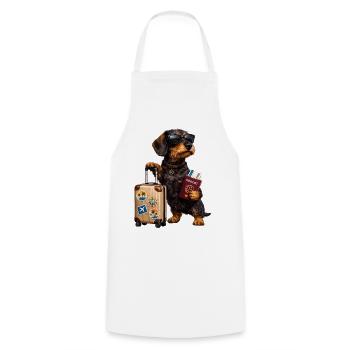 Dachshund Motif Holiday – Funny Dog with Suitcase and - Cooking Apron - white - Front - AI Model Male 185 dark (185cm)
