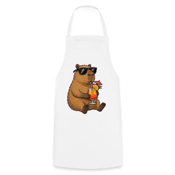 Capybara mit Sonnen-Cocktail-Style - Kochschürze - Weiß - Vorne - AI Model Male 185 dark (185cm)