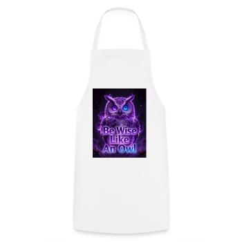 Be Wise Like An Owl - Neon Purple - Kochschürze - Weiß - Vorne - AI Model Male 185 dark (185cm)