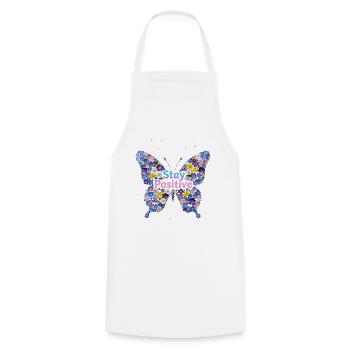 Floral Butterfly Stay Positive - Cooking Apron - white - Front - AI Model Male 185 dark (185cm)