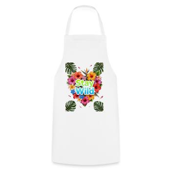 Stay Wild Tropische Blüten - Kochschürze - Weiß - Vorne - AI Model Male 185 dark (185cm)