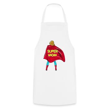 Super Mom! Customizable - Cooking Apron - white - Front - AI Model Male 185 dark (185cm)