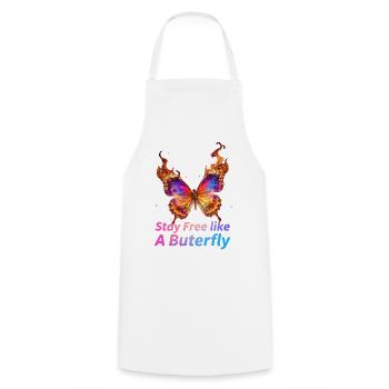 Flaming Butterfly Stay Free - Cooking Apron - white - Front - AI Model Male 185 dark (185cm)