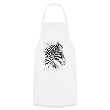 Zebra - Kochschürze - Weiß - Vorne - AI Model Male 185 dark (185cm)