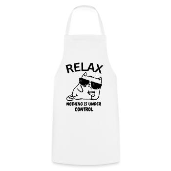 Lustiger Spruch - Relax nothing is under control - Kochschürze - Weiß - Vorne - AI Model Male 185 dark (185cm)