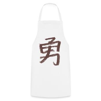 Mut (Japanisch) Schriftzeichen - Kohle - Kochschürze - Weiß - Vorne - AI Model Male 185 dark (185cm)