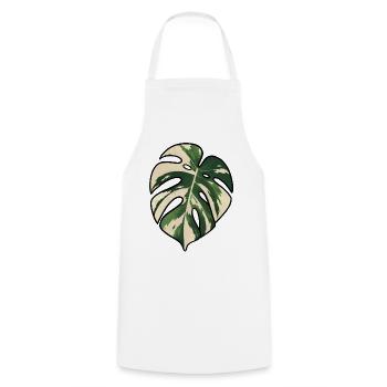 Monstera-Variegated Leaf Silhouette - Kochschürze - Weiß - Vorne - AI Model Male 185 dark (185cm)