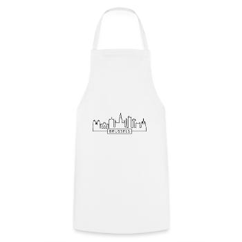 Brussels City Skyline Silhouette in Belgium Brussels - Cooking Apron - white - Front - AI Model Male 185 dark (185cm)