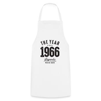 Legends Born in 1966 - Celebrating 57 Years - Cooking Apron - white - Front - AI Model Male 185 dark (185cm)
