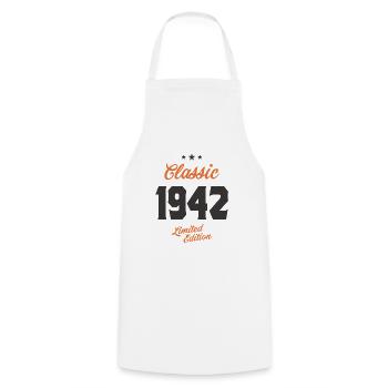 Classic 1942 - 81 Years Strong! - Cooking Apron - white - Front - AI Model Male 185 dark (185cm)
