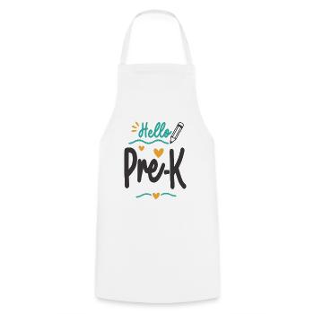 Hello Pre-K Back To School Teacher Student - Cooking Apron - white - Front - AI Model Male 185 dark (185cm)