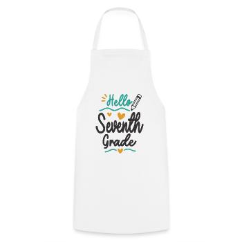 Hello 7th Grade Back To School Teacher Student - Cooking Apron - white - Front - AI Model Male 185 dark (185cm)