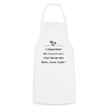 Do nothing... in style! | Gift idea - Cooking Apron - white - Front - AI Model Male 185 dark (185cm)