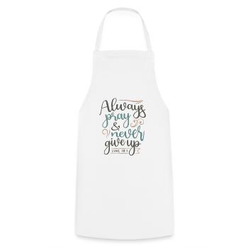 Persistent Prayer - Luke 18:1 Christian Design - Cooking Apron - white - Front - AI Model Male 185 dark (185cm)