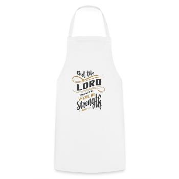 Divine Strength - 2 Timothy 4:17 Christian Design - Cooking Apron - white - Front - AI Model Male 185 dark (185cm)