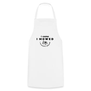 I Came I Mowed I Kicked Grass Lawn Mowing Gardener - Cooking Apron - white - Front - AI Model Male 185 dark (185cm)