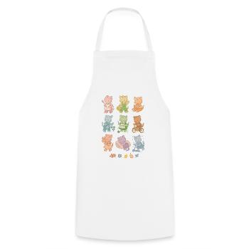 Chats rétro ludiques | Vintage Look - Tablier de cuisine - blanc - Devant - AI Model Male 185 dark (185cm)