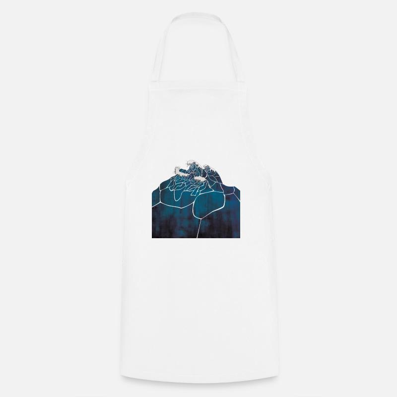 bleu profond - Tablier de cuisine - blanc