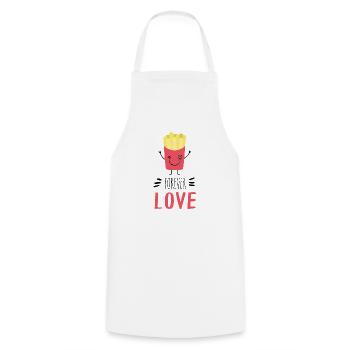fries - fries - love - Cooking Apron - white - Front - AI Model Male 185 dark (185cm)