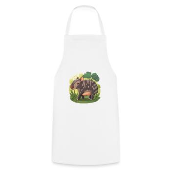 Cute Mountain Tapir Illustration - Adorable Animal - Cooking Apron - white - Front - AI Model Male 185 dark (185cm)