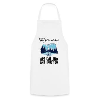 The Mountains are Calling and I must Go Forest - Cooking Apron - white - Front - AI Model Male 185 dark (185cm)