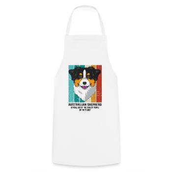 Australian Shepherd - Cooking Apron - white - Front - AI Model Male 185 dark (185cm)