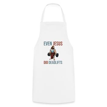 Even Jesus did deadlift muscles - Cooking Apron - white - Front - AI Model Male 185 dark (185cm)