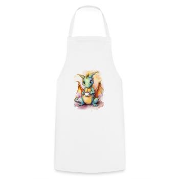 Dragon with coffee watercolor style - Cooking Apron - white - Front - AI Model Male 185 dark (185cm)