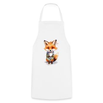Fuchs mit Kaffee -Aquarellstil - Kochschürze - Weiß - Vorne - AI Model Male 185 dark (185cm)